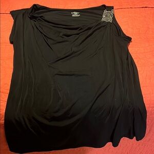 Lane Bryant Black Blouse with Silver Accent